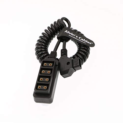 Alvin's Cables 4 Port D Tap to D Tap Male Female Coiled Splitter Cable for Anton Bauer V Mount Battery