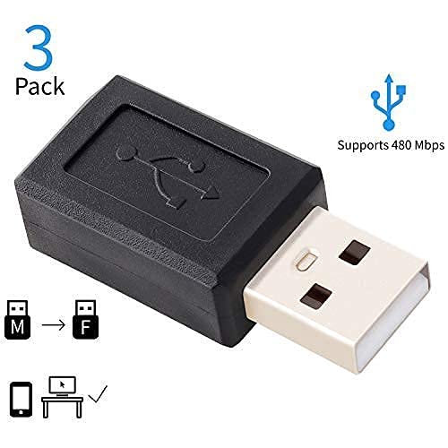 SAISN Mini USB Adaptor USB 2.0 A Male to USB Micro Female Converter (3 Pack)