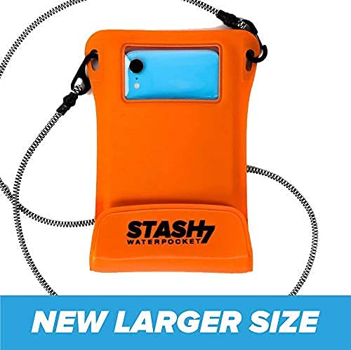 Waterproof Phone Pouch w/Long Lanyard | IPX8 Adventure Grade Cellphone Dry Bag Case, Fits iPhone 15 Pro Max,14 Pro Max, 13 Pro Max, XS, XR, Galaxy S21, for Snorkeling, Kayaking, Cruise Orange