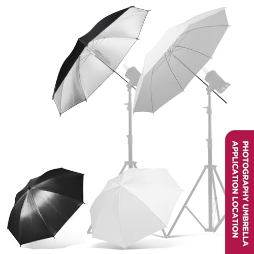 43" Translucent White Soft Umbrella & Silver Reflector Diffuser Umbrella for Studio/Outdoor Photo and Video Lighting Accessories… 1*43"White+1*43"Black