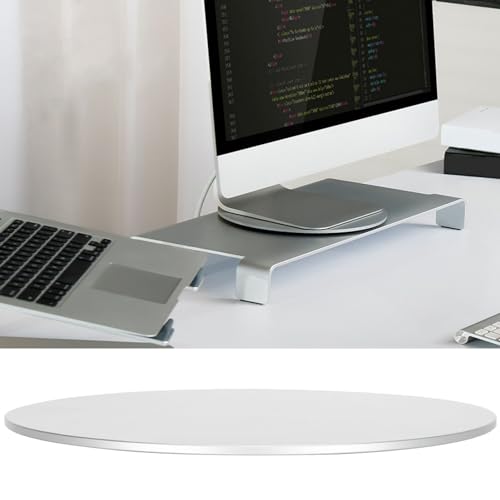 Yosoo Health Gear Monitor Swivel Base, 360 Rotation Aluminum Stand | Non-Slip Tablet Turntable, Computer Mobile Phones Silver, Desktop Plate