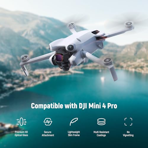 NEEWER Snap On ND&CPL Filter Set Compatible with DJI Mini 4 Pro, 6 Pack CPL Filter and Neutral Density Filters ND8 ND16 ND32 ND64 ND128 with Ultra Slim Frame Double Sided Coated HD Glass Mini 4Pro 6 Pack ND&CPL Filter