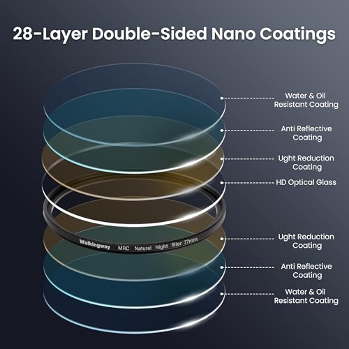 Walking Way 82mm Natural Night Filter for Light Pollution Reduction Nano-Coated Optical Glass for Night Sky/Astrophotography/Star Clarity Anti-Light Pollution Filter