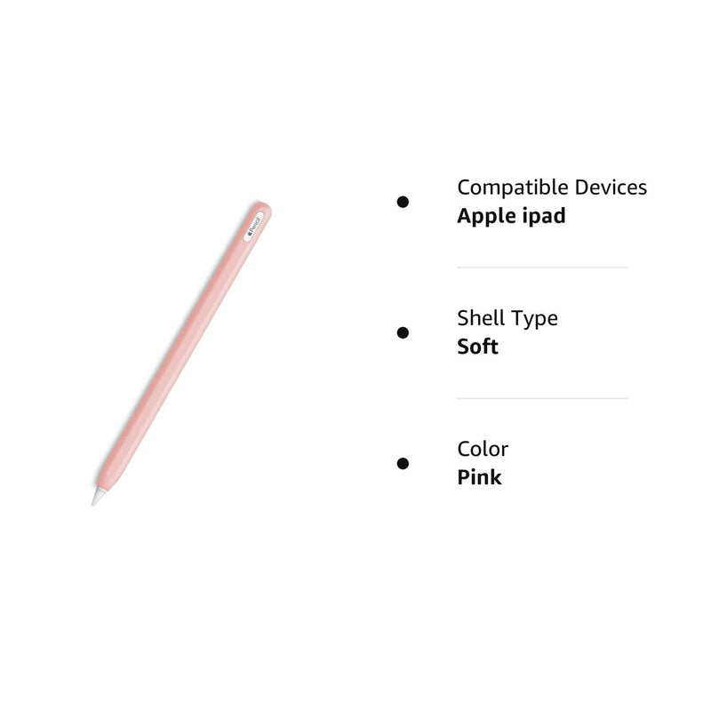 Slim Soft Silicone Sleeve Case Compatible with Apple Pencil 2nd Generation Only, Protective Grip Cover Skin for iPad Apple Pencil 2nd Gen (Pink) Pink