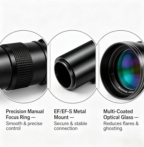JINTU EF/EF-S 420-800mm F8.3 Telephoto Zoom Lens(MF) + T-Mount for Nikon D5600 D5500 D5200 D90 D7500 D3400 D80 D5000 D7200 D750 D850 D3300 D5300 D610 D7100