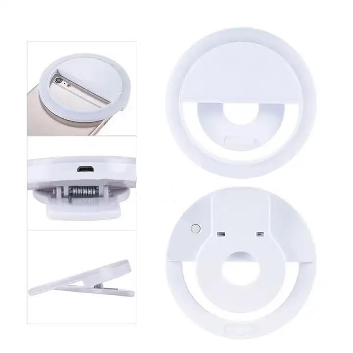 Selfie Ring Light for iPhone | Rechargeable Battery | Portable LED Light for iPhone/Android Phone Photography Camera Video | 3 Adjustable Light Levels | Beauty Selfie Influencer