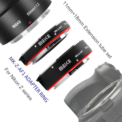Meike MK-Z-AF1 Metal Auto Focus Macro Extension Tube Adapter Ring (11mm+18mm) Compatible with Nikon Z5 Z6 Z7 Z6II Z7II Z30 Z50 Z fc
