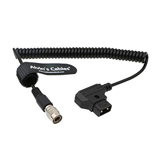 Alvin's Cables Sound Devices ZAXCOM Coiled Power Cable D Tap to 4 Pin Hirose Male coiled cable