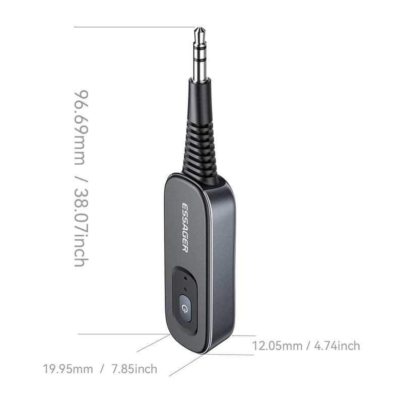 Bluetooth 5.1 Aux Adapter Receiver & Transmitter Rechargeable for Airpods Headphones Speaker, 3.5mm Aux Audio Jack Adapter for Airplane Treadmill Flight MP3 Player TV Car Home Stereo System