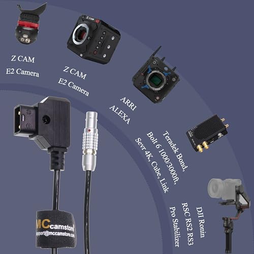2 Pin Male to D-tap Coiled Power Cable Compatible with Anton Bauer Teradek Bond Pyxis Z Cam ARRI RED Komodo DJI-Ronin TILTA Paralinx Preston Transvideo Offhollywood Switronix Straight 2 pin, coiled cable