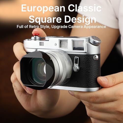 Hagoe Metal Square Lens Hood with Cap for Voigtlander Nokton 28mm F1.5 35mm F1.4 40mm F1.4 VM for Zeiss 2/50 Biogon T* 2/35 ZM Lenses, Bayonet,43mm UV Compatible Black Replaces LH-6