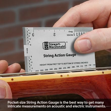 [AUSTRALIA] - StewMac String Action Gauge And Ruler, Inches, Stainless Steel - Designed by StewMac, The Original measuring tool for acoustic and electric guitar, and bass setup 
