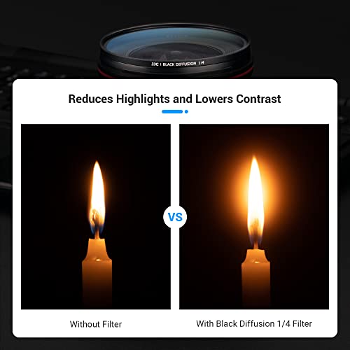 JJC 82mm Black Diffusion 1/4 Filter, Mist Cinematic Filter for Camera Lens