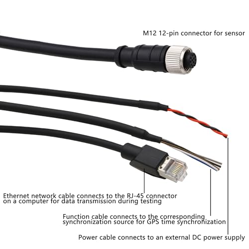 Cable for DJI Livox Mid-360 LiDAR Sensor to Computer Ethernet Power Function Debugging, 1 to 3 Splitter, M12 Aviation A-Coded 12 Pin Female Connector Flying Leads, 3m 3 m 1-to-3 splitter cable