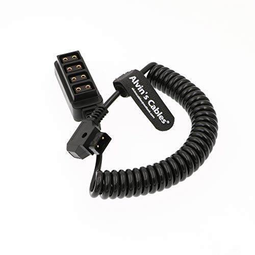 Alvin's Cables 4 Port D Tap to D Tap Male Female Coiled Splitter Cable for Anton Bauer V Mount Battery