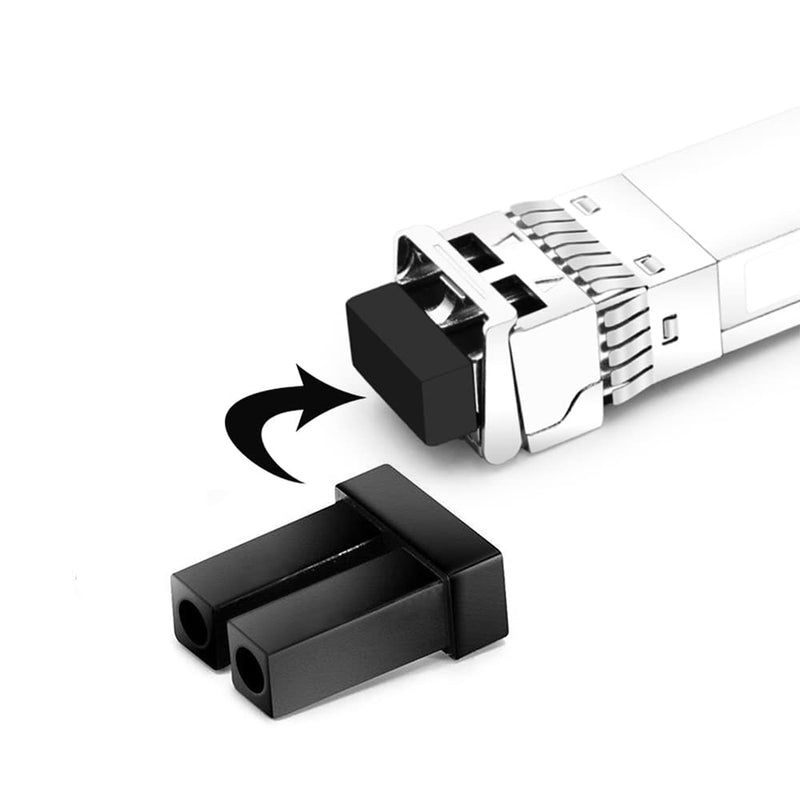 SFP SFP+ Ethernet Dust Cover Fiber Optic Port Plug Dust Caps for LC Duplex Port, Black Silicone, 20pcs