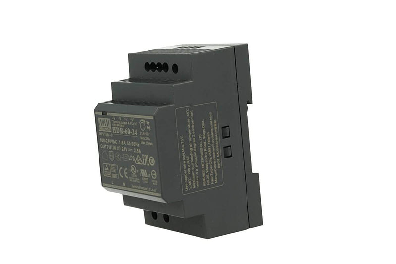 Mean Well Din-Rail power supply 60W 24V 2,5A ; MeanWell HDR-60-24 ; Panel Mount
