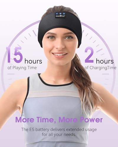 MUSICOZY Sleep Headphones Bluetooth Headband, Sleep Mask with Bluetooth Headphones, Sports Sleeping Headband Earbuds with Ultra-Thin HD Stereo Speakers for Travel Workout, 2 Packs