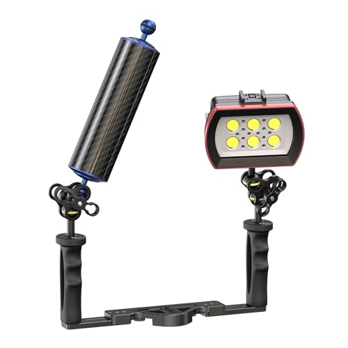 Carbon Fiber Underwater Float Arm with Dual Ball Mounts for Photography and Video, Compatible with Diving Trays, Video Lights, Strobes (Blue, 60mm10') 60mm10' blue