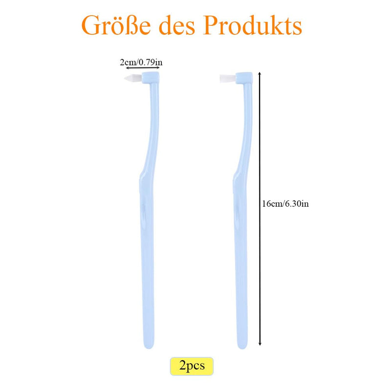 2 Büschelzahnbürsten, Büschelzahnbürste Brush, 1 Flache Büschelzahnbürste, 1 Spitze Büschelzahnbürste, Interdentalbürste Für Kieferorthopädische Zahnspangen Und Brückenreinigung (Blau, 16cm*2cm) Blau (Farbe)