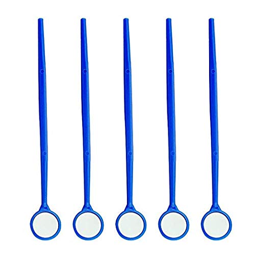 MIKE Plastic Dental Examination Mirrors 100pcs (Blue)