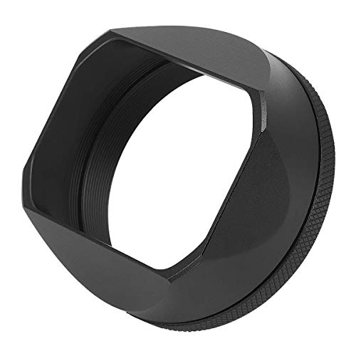 Haoge LH-X54B and THB-X2B Square Metal Lens Hood and Metal Hot Shoe Thumb Grip for Fujifilm Fuji X100V Camera Black