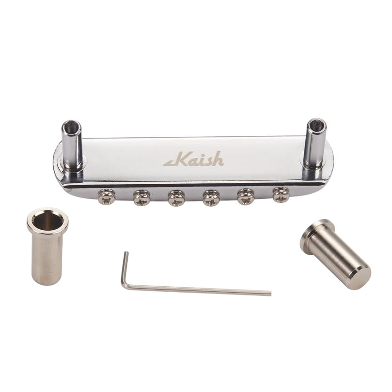 Electric Guitar Bridge Assembly with Barrel Saddles (Fixed Saddle Height) with Modern 52.5mm String Spacing for Jaguar/Jazzmaster Chrome