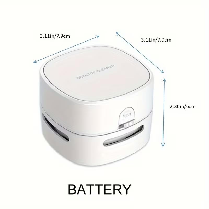 1Pc Handheld Wireless Desktop Vacuum Cleaner, Portable Smart Robotic Duster for Home Office and Study, 1.0KPa Suction, 2XAA Battery Power(Not Included), 60dB Noise, 3.38oz Dust Cup, Plastic Body