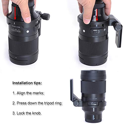 iShoot Lens Tripod Mount Ring for Sigma 40mm f/1.4 DG HSM Art Lens, CNC Machined Aviation Aluminum Lens Collar Support Bracket Holder, Bottom is ARCA-SWISS Fit Quick Release Plate for Tripod Ball Head