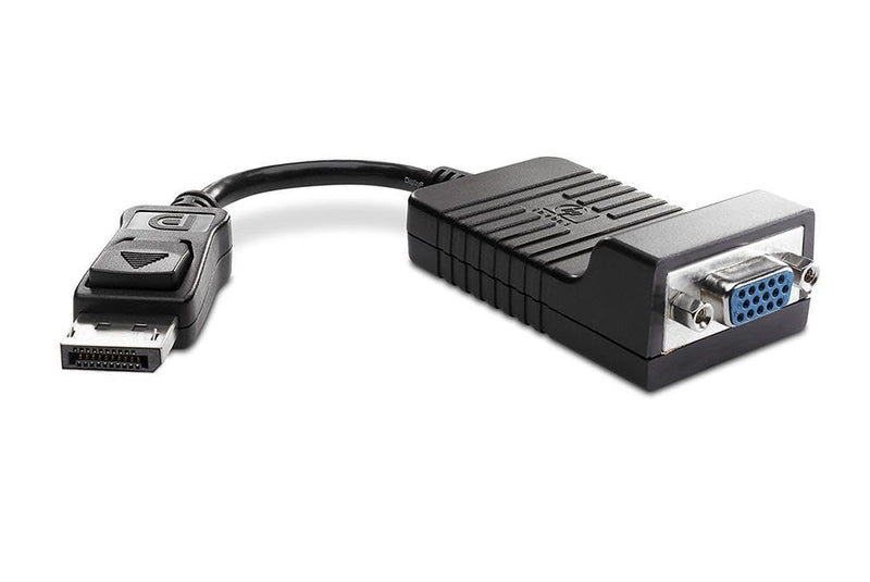 HP DisplayPort to VGA Adapter - 7.99" DisplayPort/VGA Video Cable for Video Device, Notebook - First End: 1 x DisplayPort Digital Audio/Video - Male - Second End: 1 x 15-pin HD-15 - Female - Black