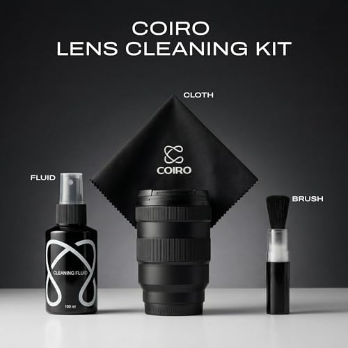 C Coiro Camera Lens Cleaning Kit 3in 1– Lens Cleaner Spray 100ml, Soft Brush & Microfiber Cloth – DSLR, Mirrorless Camera Cleaner Compatible for Canon, Nikon, Sony 3 IN 1