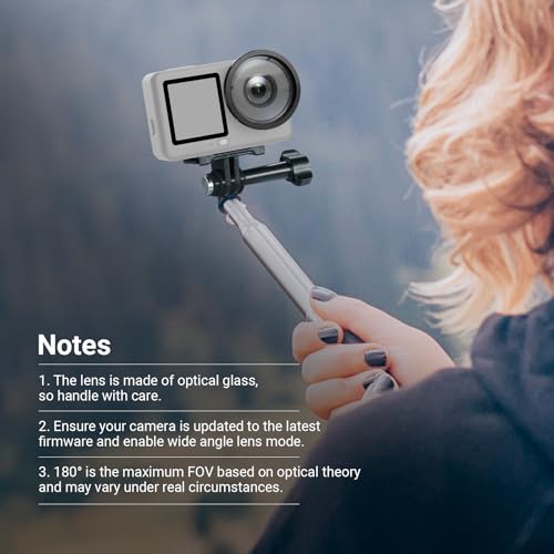 NEEWER Wide Angle Lens Compatible with DJI Osmo Action 6 Only, 180° FOV Multicoated HD Optical Glass 3 Elements 3 Groups Screw On Action Camera Lens Photography Accessories, FL-B53 180°Wide Angle Lens