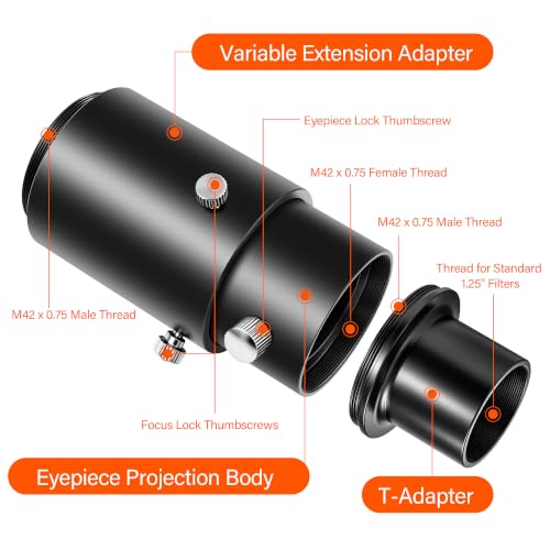 Astromania Telescope Photo Adapter Extendable Camera Adapter with T Adapter Classic Version
