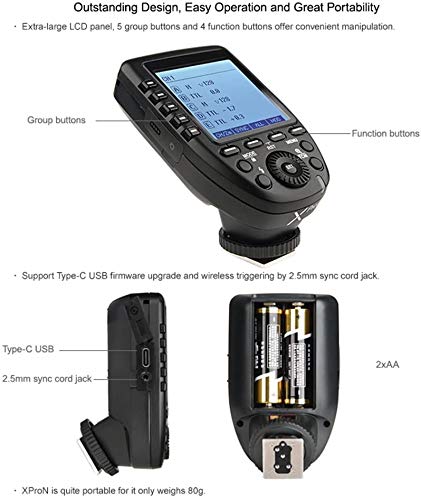 Godox XPro-N TTL Wireless Flash Trigger for Nikon, 2.4G Flash Trigger, 1/8000s HSS Transmitter, Large Screen, TTL-to-Manual Conversion, 11 Customizable Functions, 16 Groups and 32 Channels