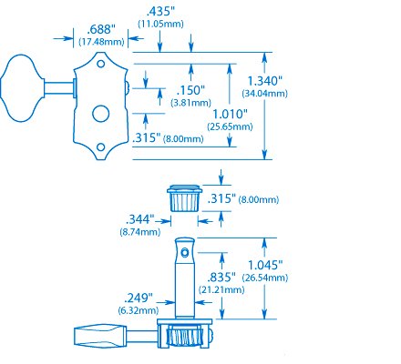 Grover 18:1 Sta-Tite 3+3 Tuning Machines for Solid Peghead, Nickel (V97-18NA)