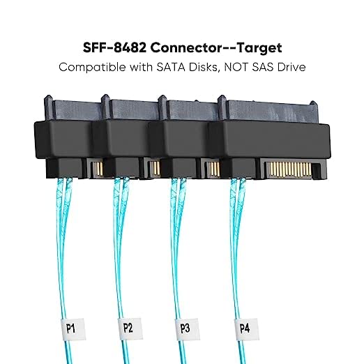 CableCreation Mini SAS Cable with SATA Power(2PACK), Internal Mini SAS 36 Pin to 4 x 29 Pin Cord with SATA Power, SFF-8087 to SFF-8482 Cable, 3.3 FT 2