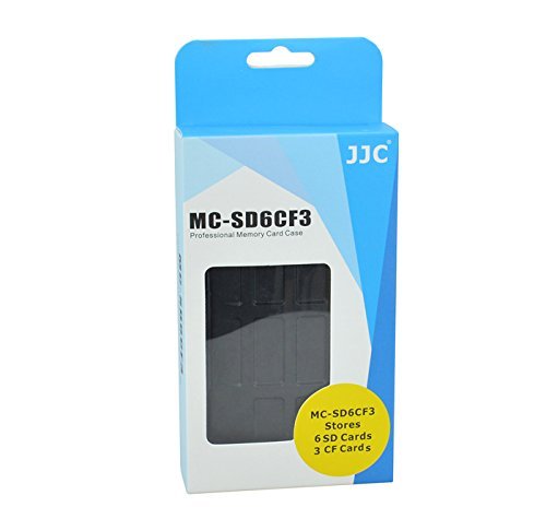 JJC MC-SD6CF3 Rugged Water-Resistant Memory Card Case fits 3x CF / 6x SD Cards, Black