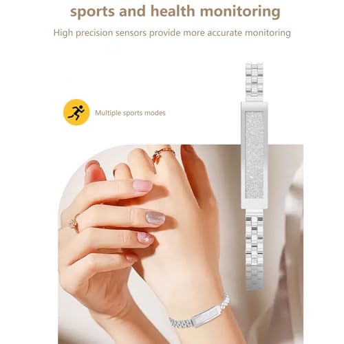 VBESTLIFE Smart Bracelet, Fitness Tracker Heart Rate Monitor Sleep Tracking, Remote Photo Control, Multiple Sport Modes, for Women Ladies Silver