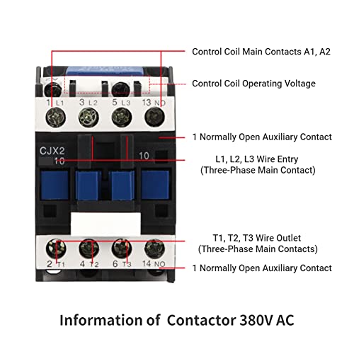 3-Pin Contactor CJX2-1810 24/36/48/110 / 380V AC Rail Coil (380V AC)
