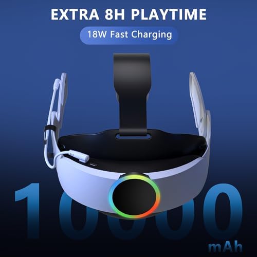 Head Strap for Meta Quest 3, RGB Light 10000mAh Battery for Oculus Quest 3, Elite Strap Enhanced Support and Balance in VR