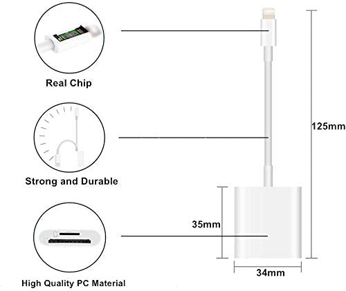 2 in 1 Lightning to SD Card Reader for iPhone, [Apple MFi Certified] Dual Slot Micro SD TF Memory Card Reader Adapter, Trail Game Camera SD Card Viewer, Quickly Transfer Photos Videos Plug and Play