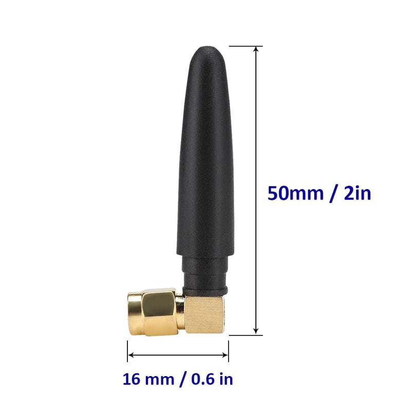 Mini Dual Band WiFi Antenna 2.4GHz 5GHz 5.8GHz MIMO RP-SMA Male Right Angle connectors for WiFi FPV USB Adapter Computer PCIe Card, Wireless Back Up Camera WiFi Router (2-Pack)