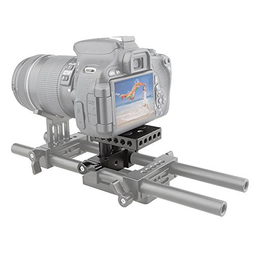 CAMVATE DSLR Baseplate Mount with Railblock Height Riser for 15mm Rail Rod Support System - 1237