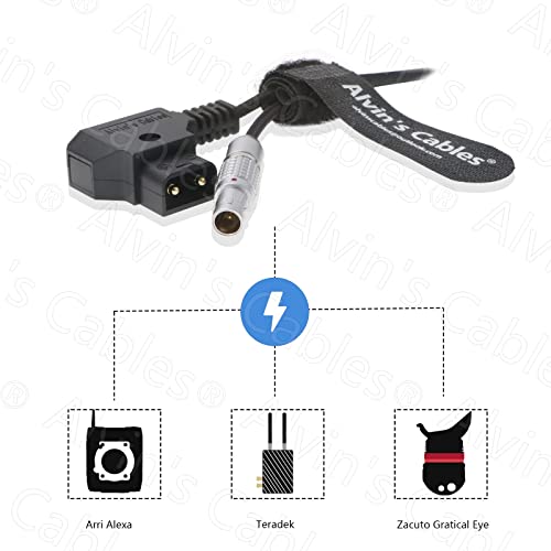 Alvin's Cables Flexible 2 Pin Male to D-tap Power Cable for Teradek, SmallHD Monitor, Vaxis 60cm|23.6inches Braided Wire braided 60cm straight 2 pin