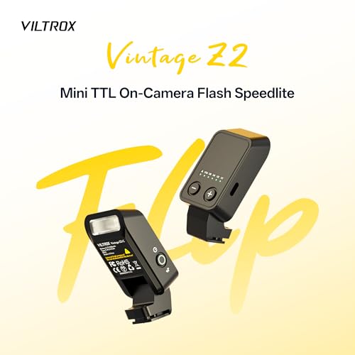 VILTROX Vintage Z2-F Mini Flash Speedlite, 6500k GN6 Powerful TTL On-Camera Flash Light with 5 Power Levels, 700 Full-Power, 10Ws Output, 2s Recycle, Camera Flash Compatible with Fuji Cameras