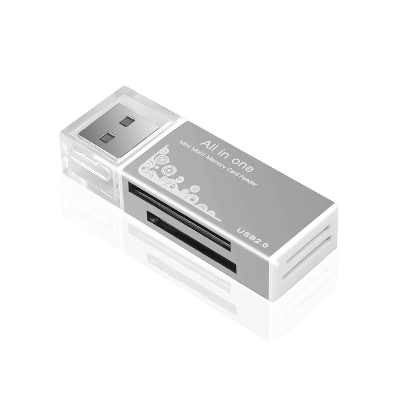 VizGiz 4 Pack All in One Micro SD Card Reader Aluminium USB 2.0 Mini Multi 4 Slots Memory Card Reader Writer Adapter for Micro MS M2 SD MMC SDHC DV MS Duo Memory Stick PRO MicroSD T-Flash TF
