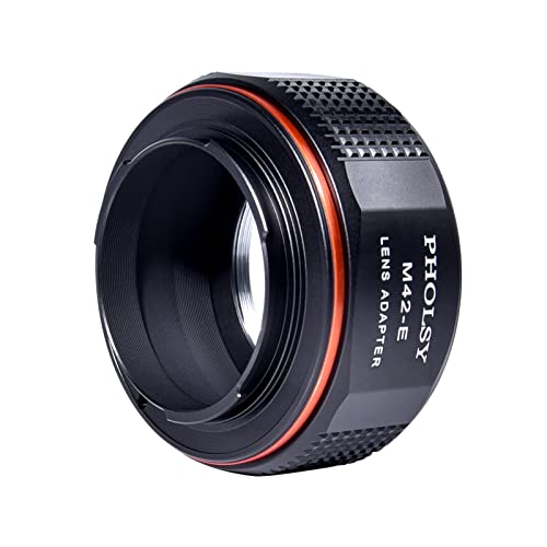 PHOLSY Lens Mount Adapter Manual Focus: Compatible with M42 Lens to Sony E (NEX) Camera Body M42 to Sony E