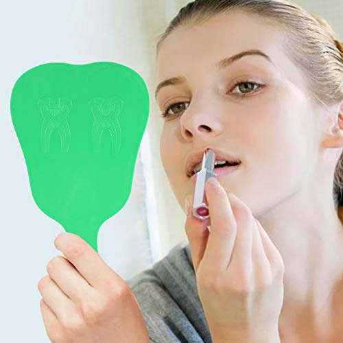 Hand Mirror, Small Hand Mirror, Single-sided Hand Mirror with Low Magnification, Dental Care Hand Mirror Tool, Fashionable, Cute Dental Care, Hand Mirror Tool, 4 Colours, Plastic Handle (Green)
