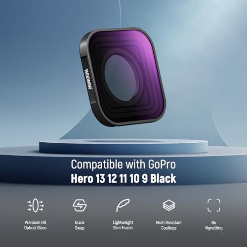 NEEWER ND Filter Set Compatible with GoPro Hero 13 12 11 10 9 (3 Pack), ND8 + ND16 + ND32 Screw On Multicoated HD Optical Glass Neutral Density Action Camera Lens Photography Accessories Kit, FL-GP13 Plastic Frame 3 Packs ND
