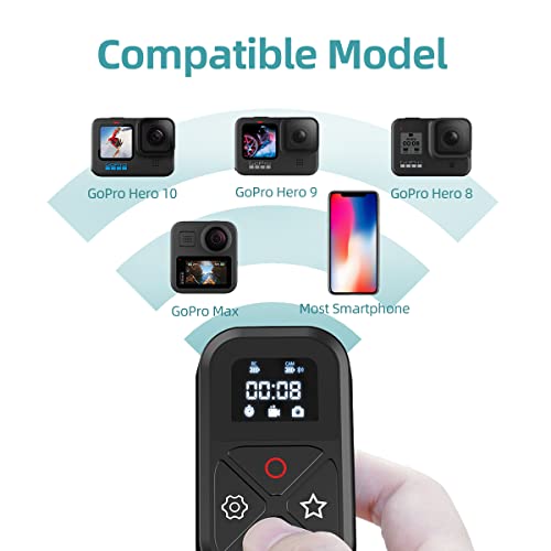 Wireless Remote Control for GoPro Hero 13/12/11/10/9/8 Black/MAX/Phone with LCD Display, Magnetic Charging Port and Wrist Strap, GoPro Camera Accessories